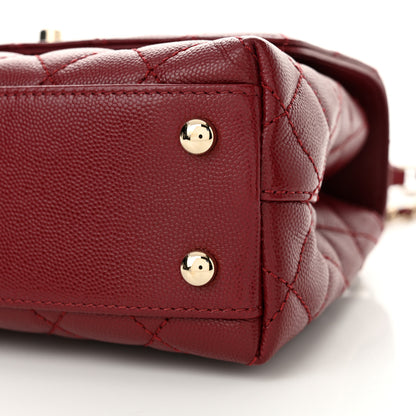 Chanel Caviar Lizard Embossed Quilted Mini Coco Handle Flap Burgundy 10 of 10