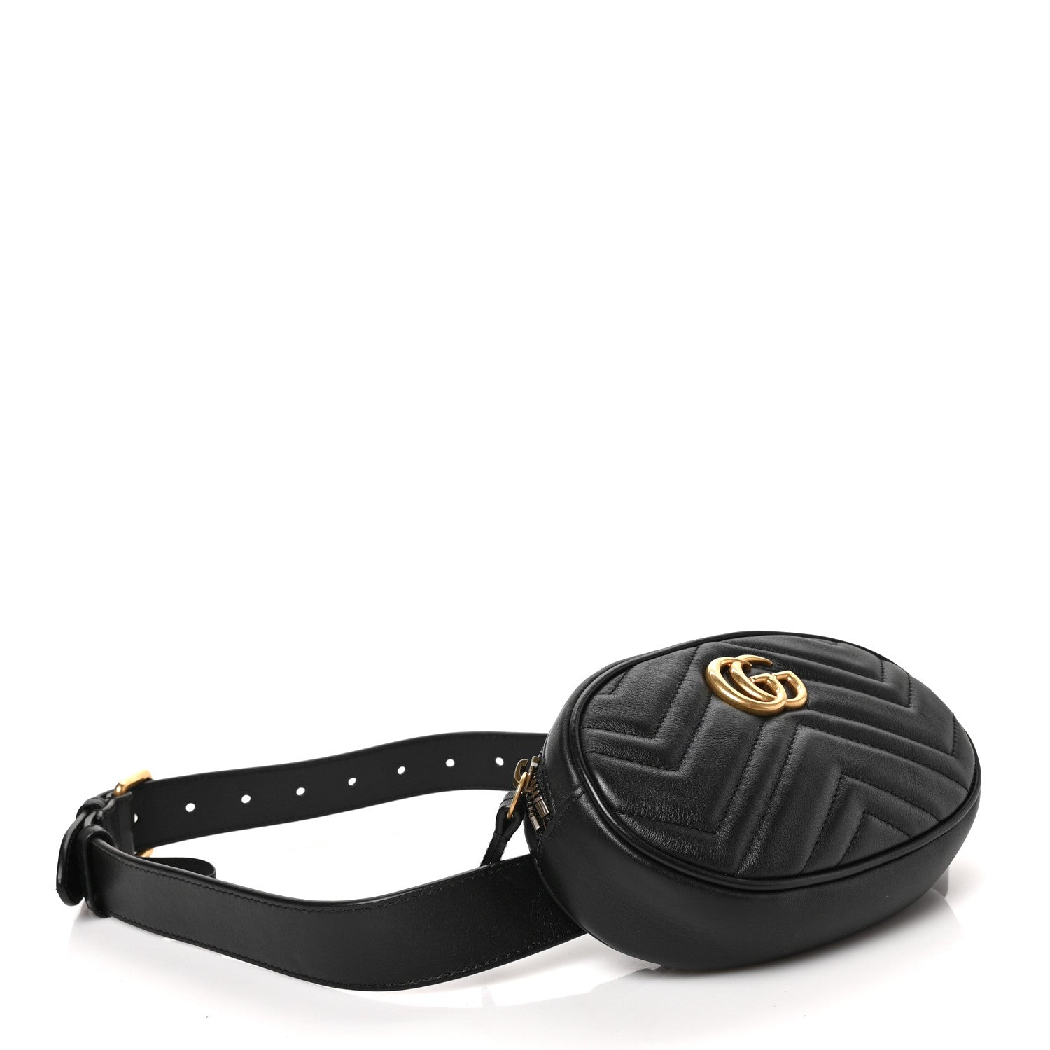 Gucci Calfskin Matelasse GG Marmont Belt Bag 85 34 Black 6 of 17
