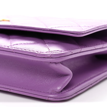 Chanel Lambskin Quilted Pick Me Up Wallet On Chain WOC Purple 11 of 14