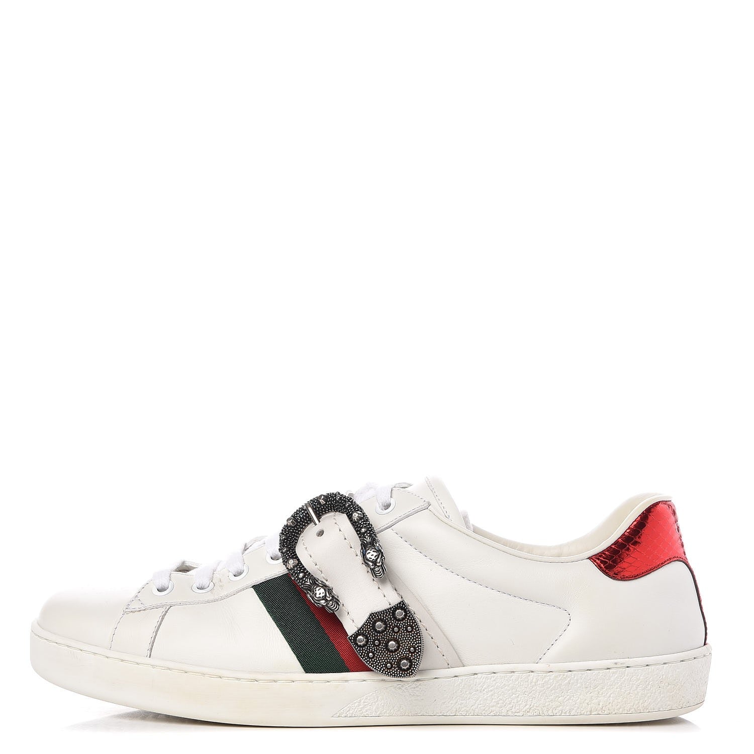 Gucci Calfskin Ayers Web Mens Dionysus Ace Sneakers 9 White 1 of 10