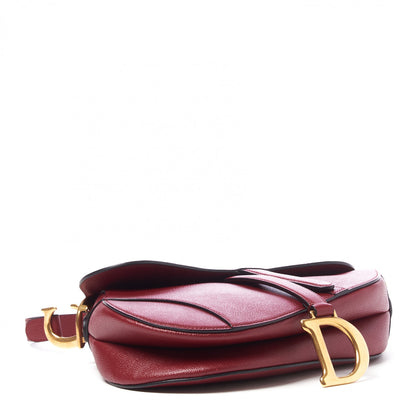 Christian Dior Grained Calfskin Saddle Bag Burgundy 3 of 8