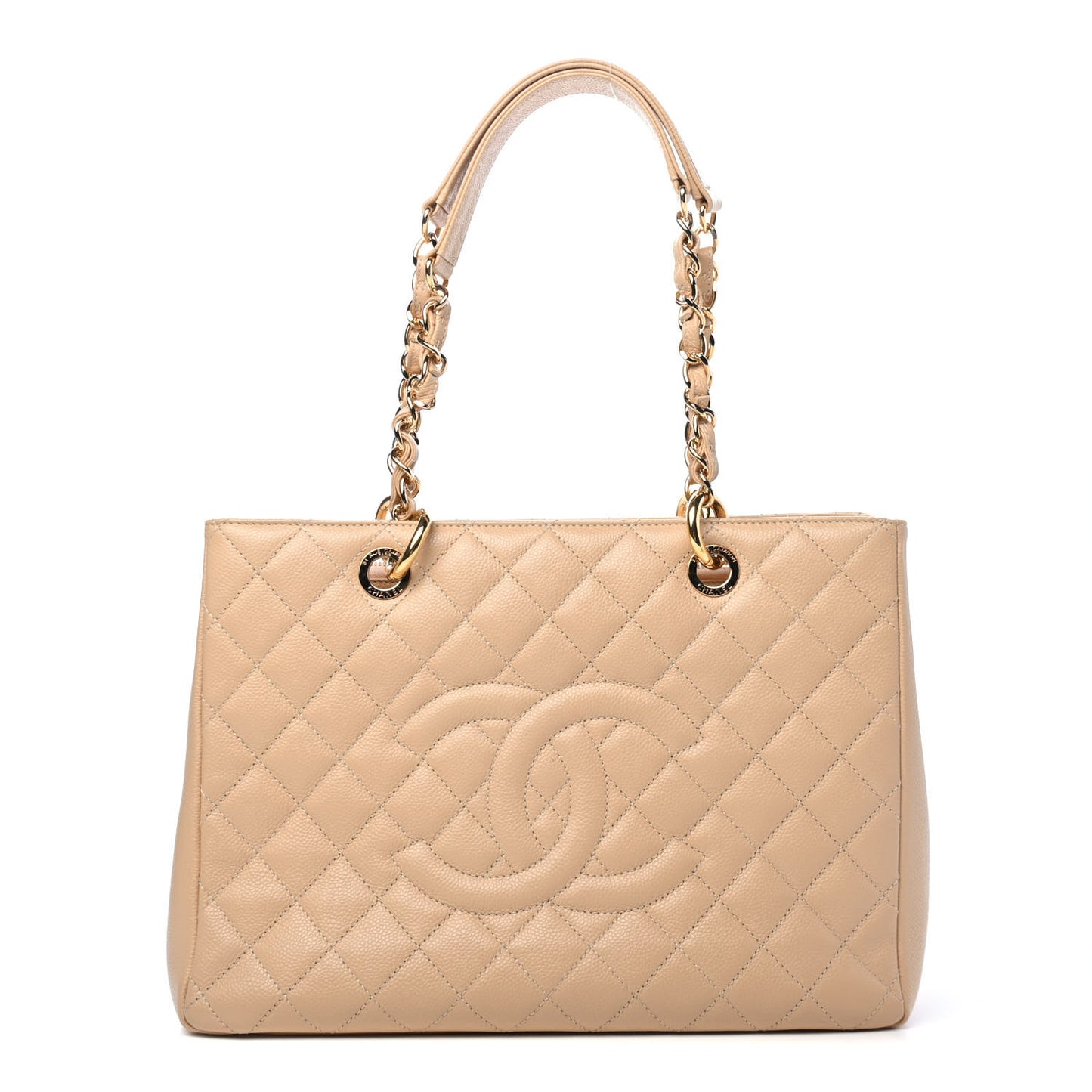 Caviar Quilted Grand Shopping Tote GST Beige