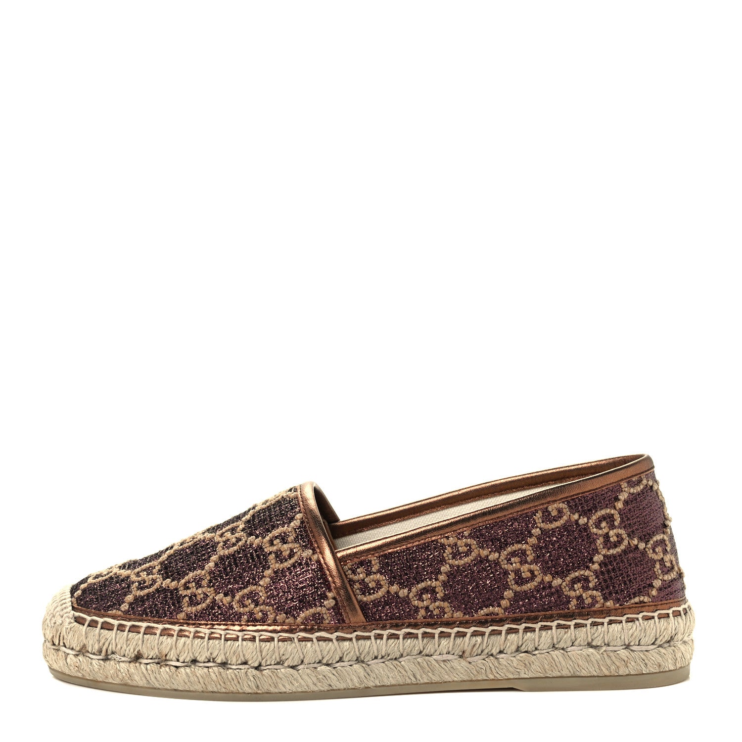 Gucci Lame Nappa GG Monogram Espadrilles 38 Brown Beige Light Bronze 1 of 14