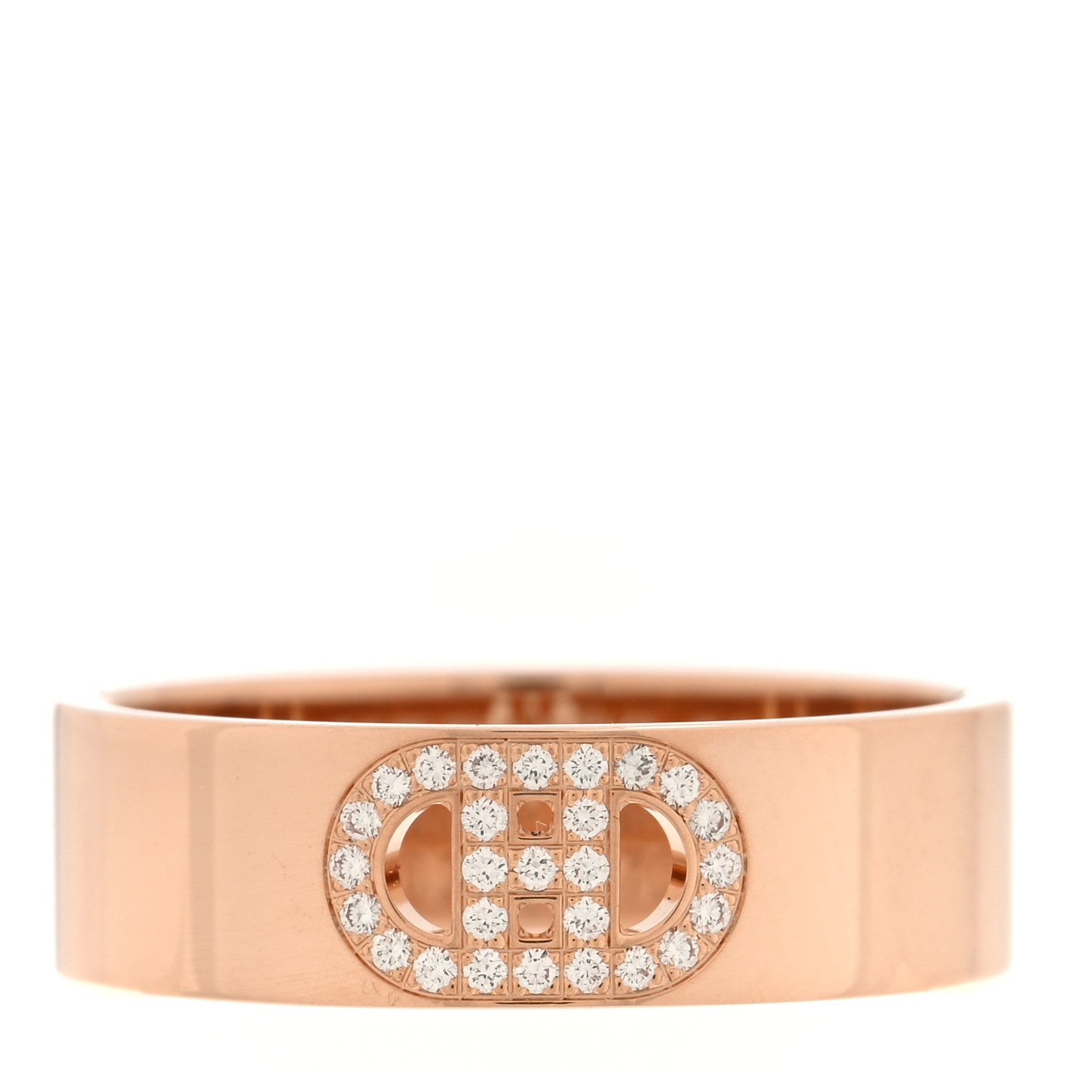 Hermes 18K Rose Gold Diamond PM H D'Ancre Ring 53 6.5 1 of 4