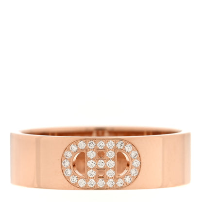 Hermes 18K Rose Gold Diamond PM H D'Ancre Ring 53 6.5 1 of 4