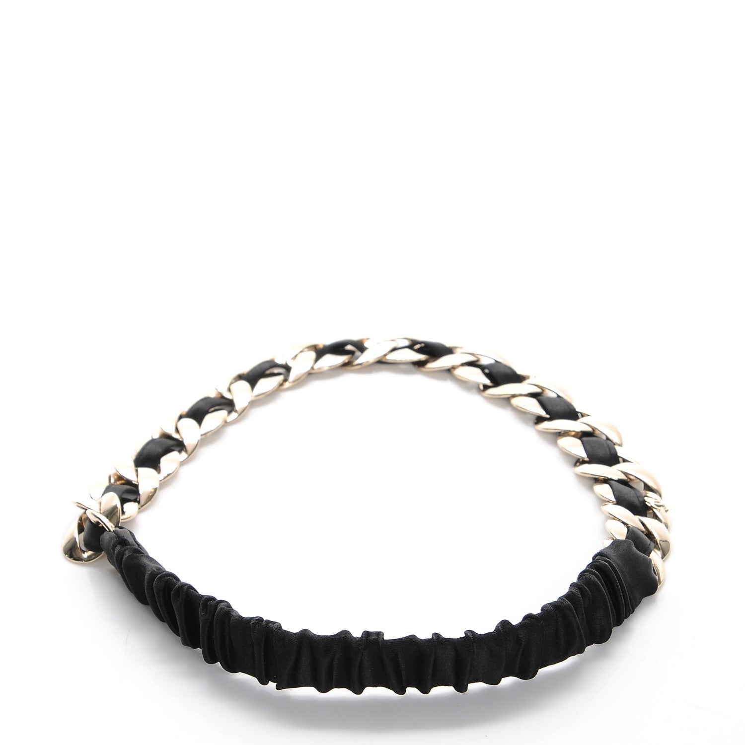 Chanel Satin Chain Headband Black Gold 3 of 5