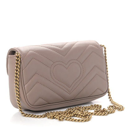 Gucci Calfskin Matelasse Super Mini GG Marmont Shoulder Bag Porcelain Rose 2 of 4