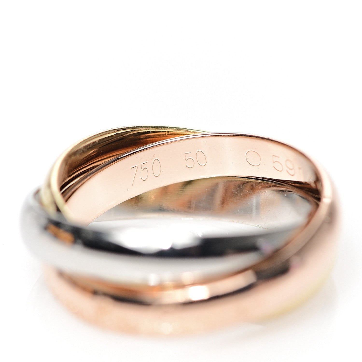 Cartier 18K Pink Yellow White Gold Classic Les Must De Trinity Ring 50 5.25 4 of 5