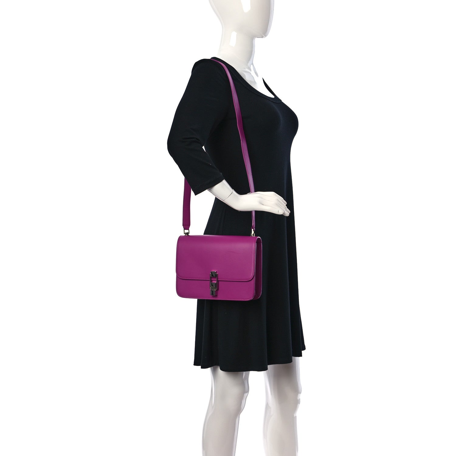 Saint Laurent Smooth Calfskin Le Carre Shoulder Bag Purple 2 of 15