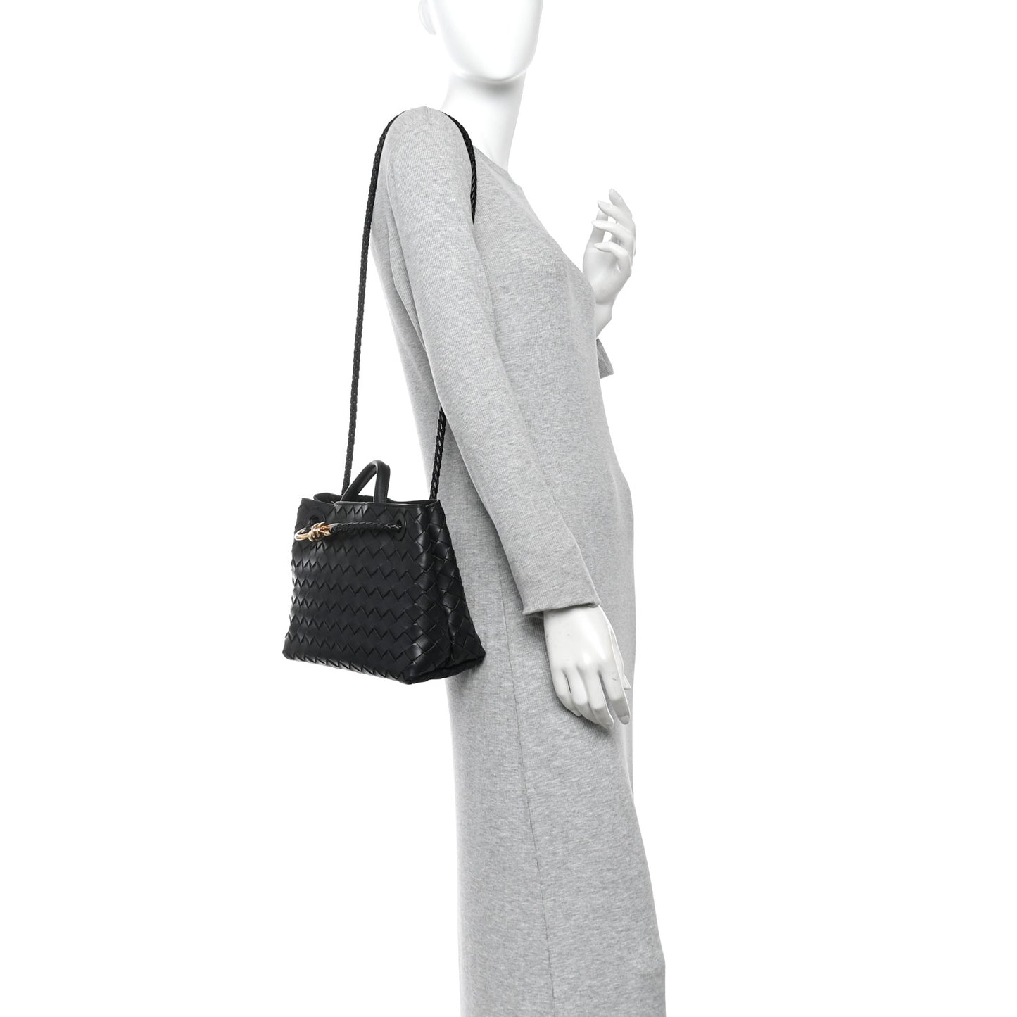 Nappa Intrecciato Small Andiamo Shoulder Bag Black