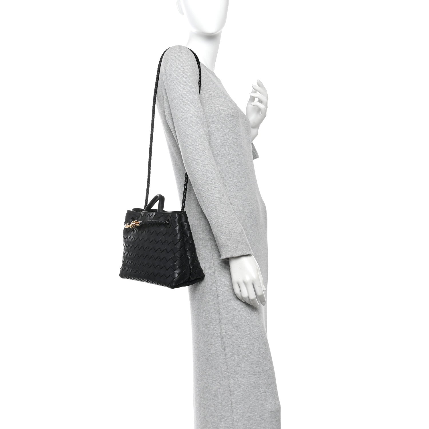 Bottega Veneta Nappa Intrecciato Small Andiamo Shoulder Bag Black 2 of 9