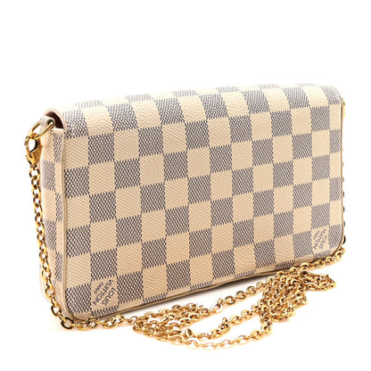 Louis Vuitton Damier Azur Pochette Felicie Chain Wallet Rose Ballerine 4 of 10