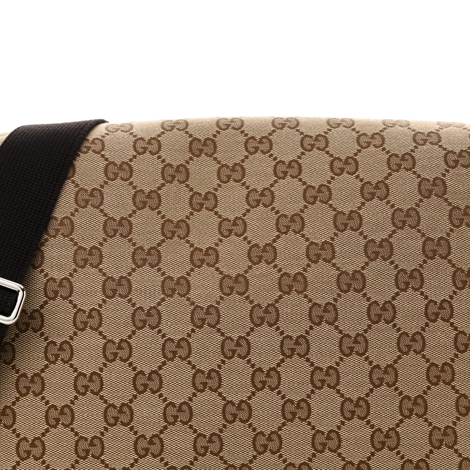 Gucci Monogram Large Flap Messenger Bag Beige Dark Brown 8 of 10