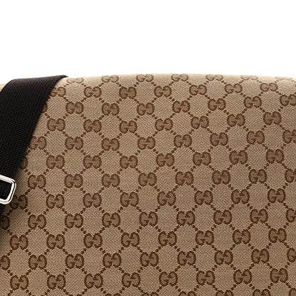 Gucci Monogram Large Flap Messenger Bag Beige Dark Brown 8 of 10