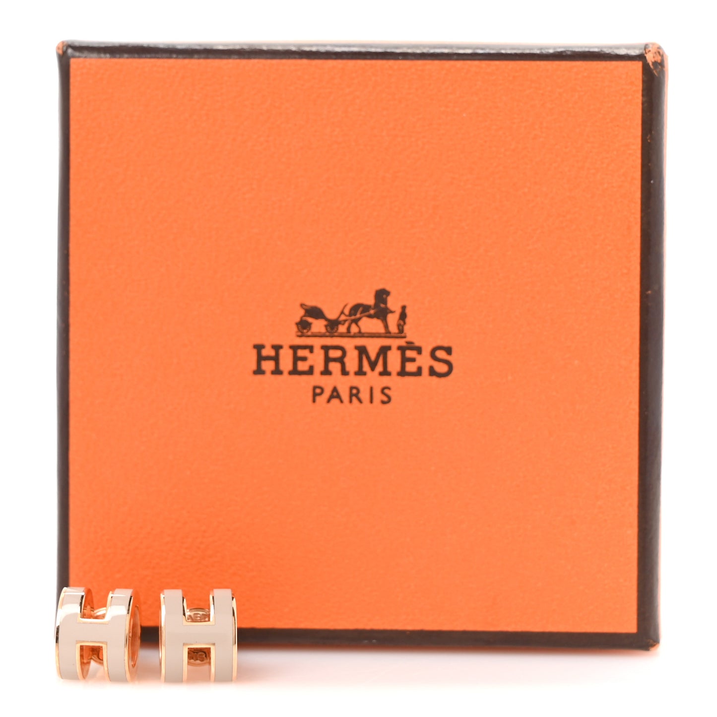 Rose Gold Lacquered Mini Pop H Earrings  Marron Glace