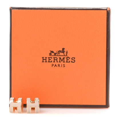 Hermes Rose Gold Lacquered Mini Pop H Earrings  Marron Glace 5 of 5