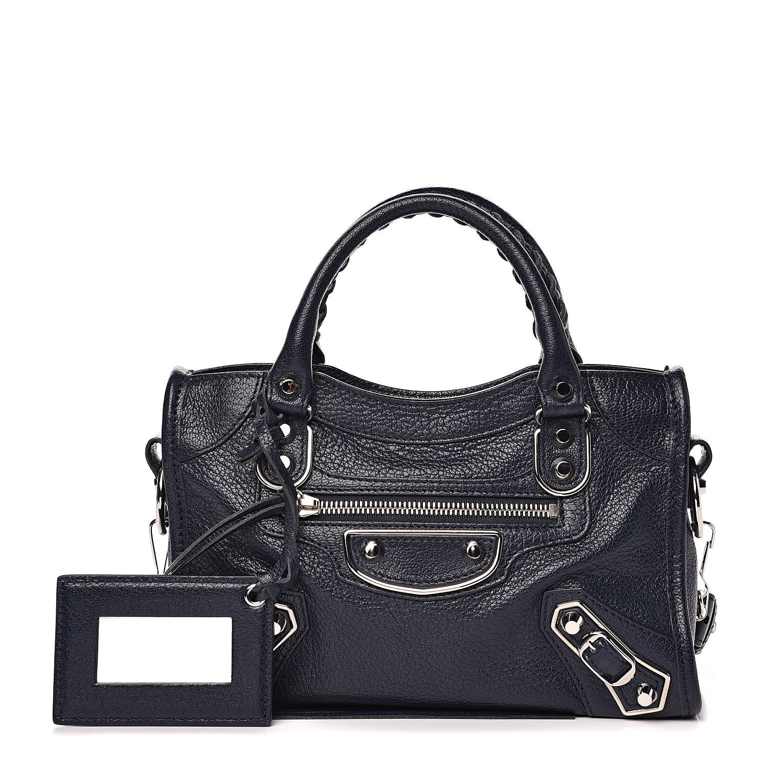 Balenciaga Chevre Silver Metallic Edge Hardware Mini City Bleu Nuit Dark Sea 1 of 9