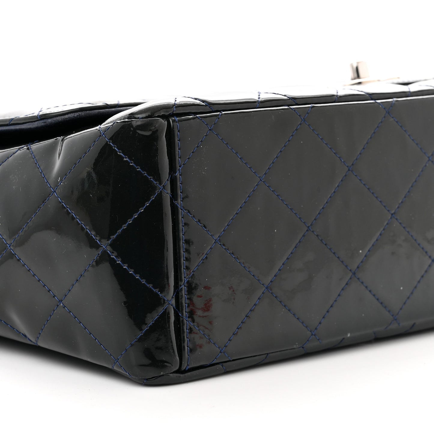 Patent Quilted Maxi Single Flap Blue
