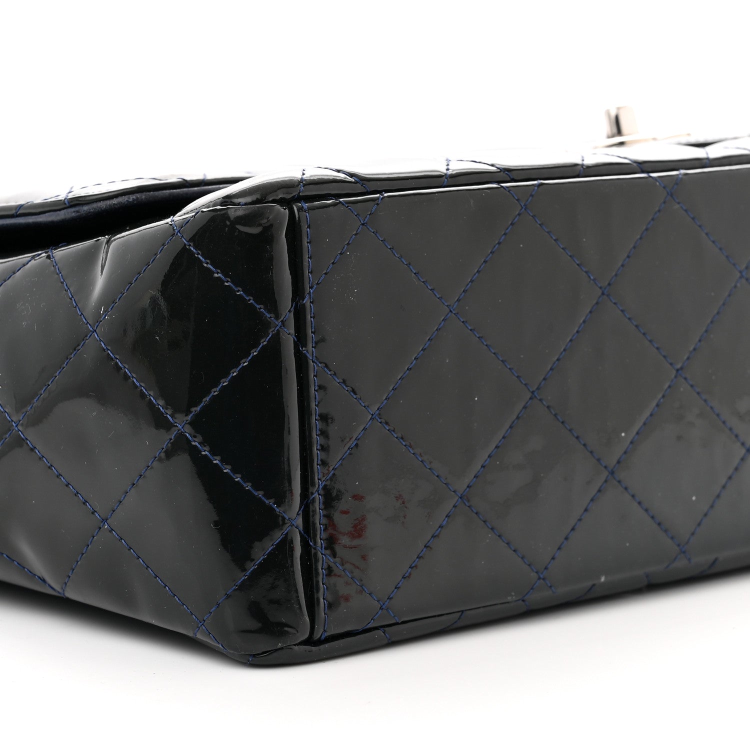 Chanel Patent Quilted Maxi Single Flap Blue 9 of 14
