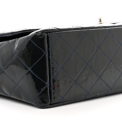 Chanel Patent Quilted Maxi Single Flap Blue 9 of 14