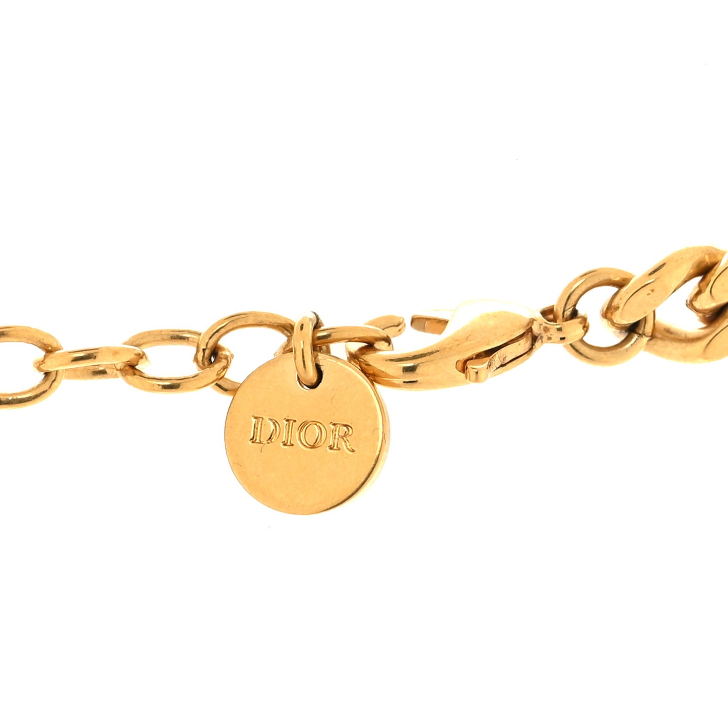 Metal Crystal Chain Logo Necklace Gold