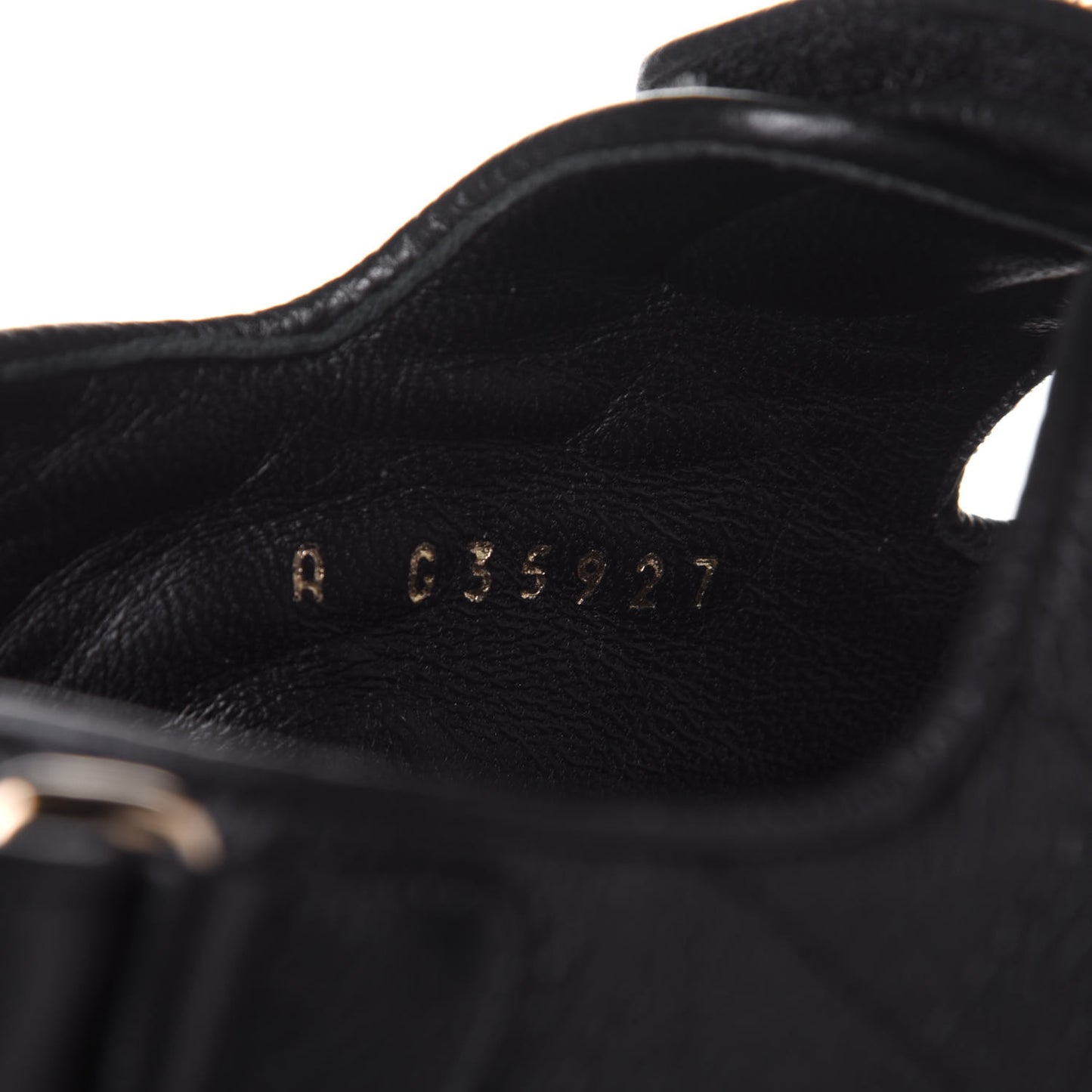 Grained Calfskin Velcro Dad Sandals 38.5 Black