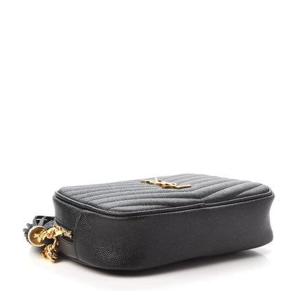 Saint Laurent Grain De Poudre Matelasse Monogram Mini Lou Camera Bag Black 4 of 9