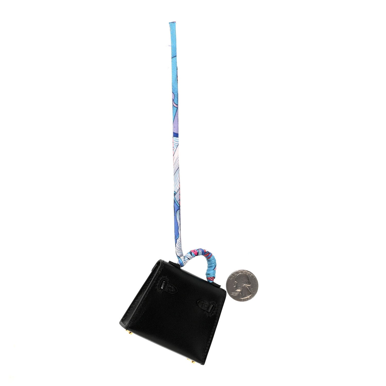 Hermes Tadelakt Mini Kelly Twilly Bag Charm Black 2 of 4