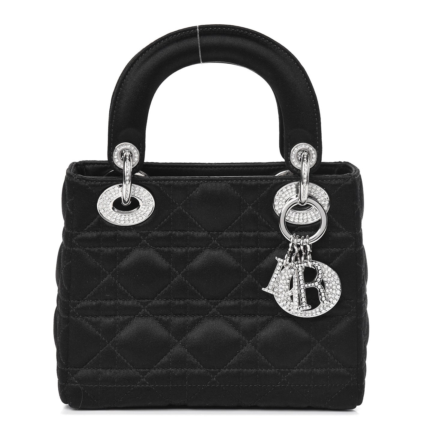 Satin Swarovski Crystal Cannage Mini Lady Dior Black