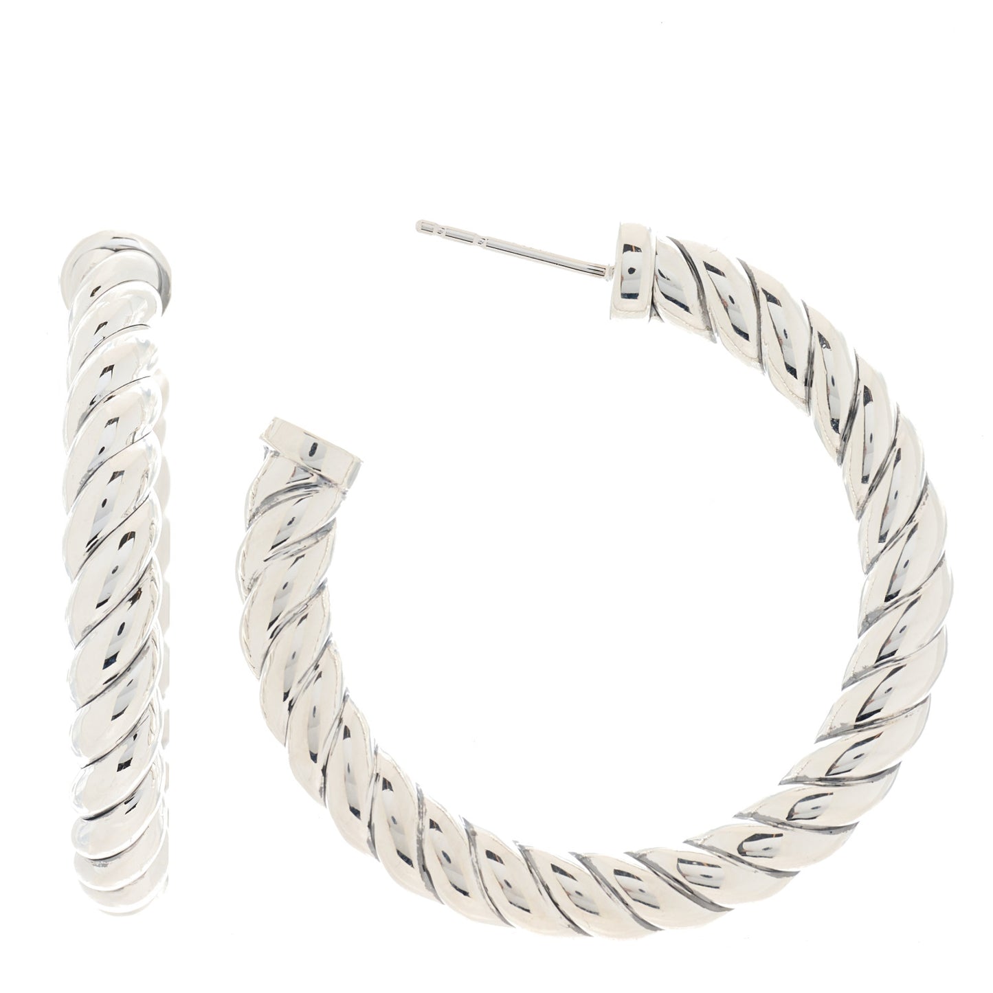 Sterling Silver Small Sculpted Cable Hoop Earrings
