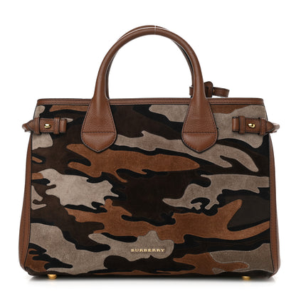 Burberry Suede House Check Camoflauge Medium Banner Tote Tan 2 of 15
