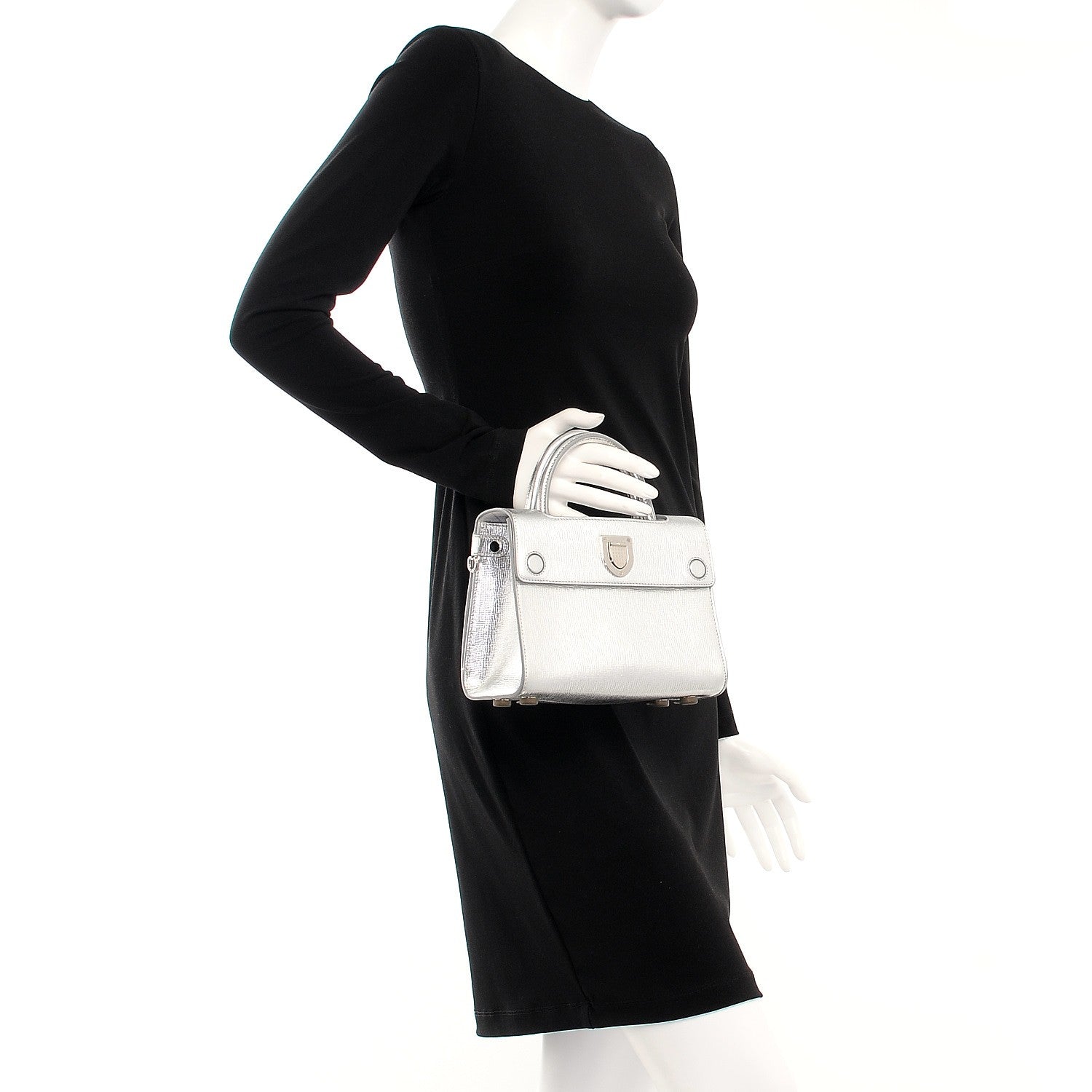 Christian Dior Metallic Grained Calfskin Mini Diorever Flap Silver 3 of 10