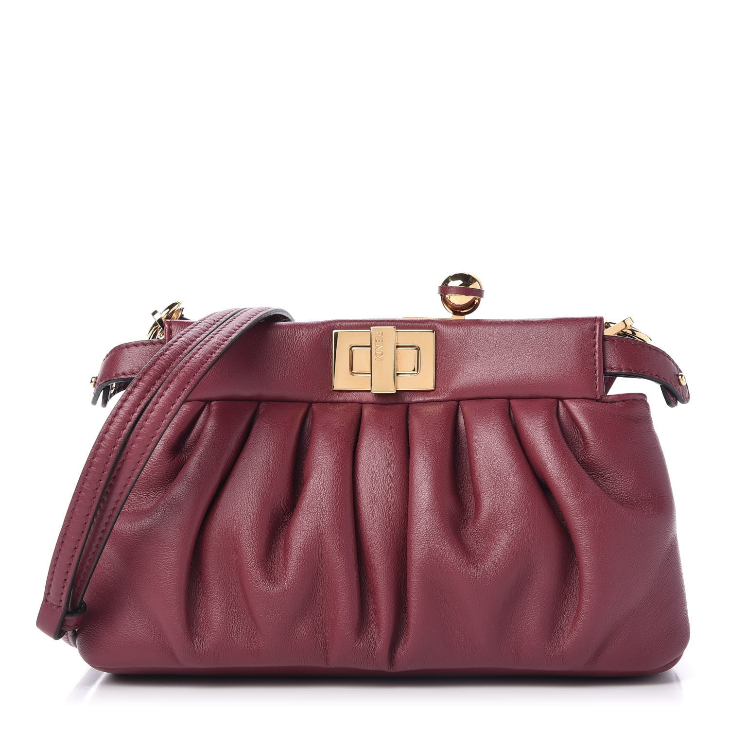 Fendi Shiny Nappa Small Peekaboo Click Bag Barolo 1 of 9