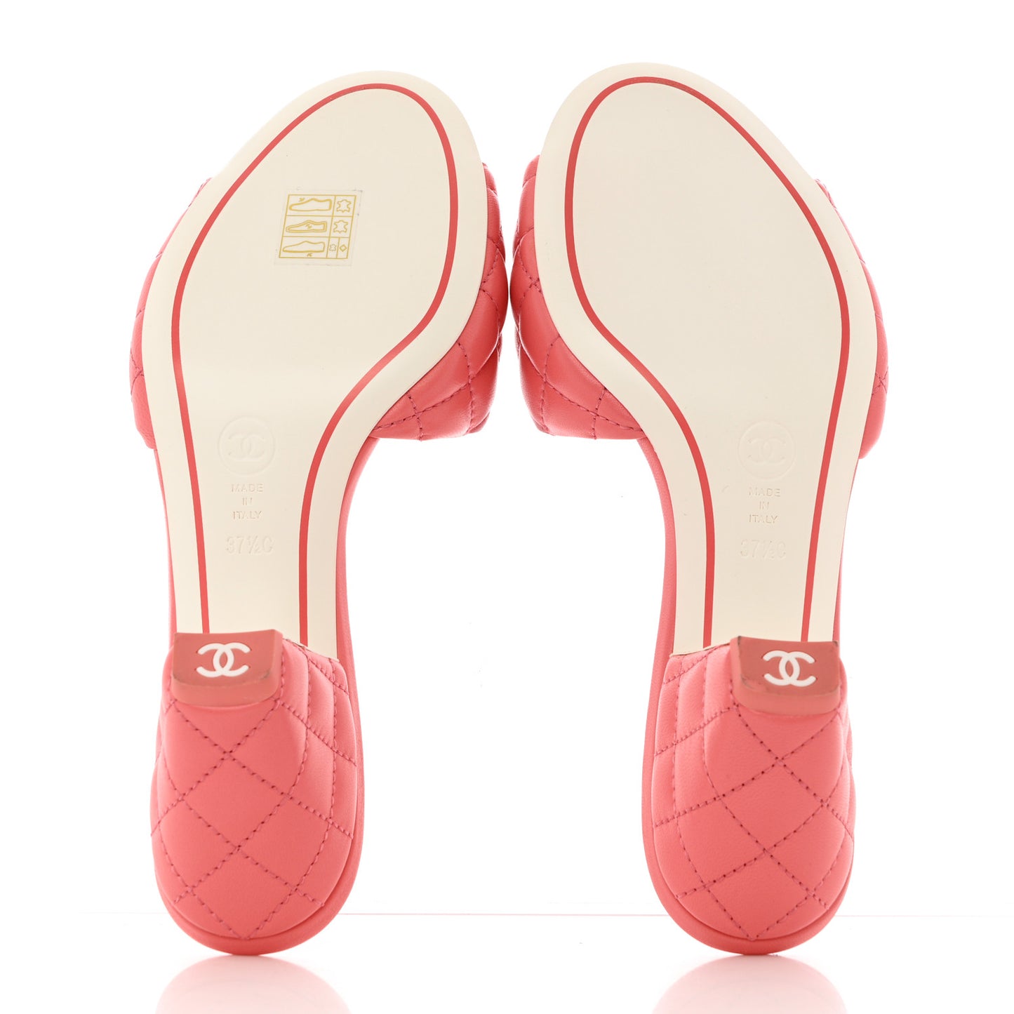Lambskin Quilted Textured CC Mules 37.5 Pink