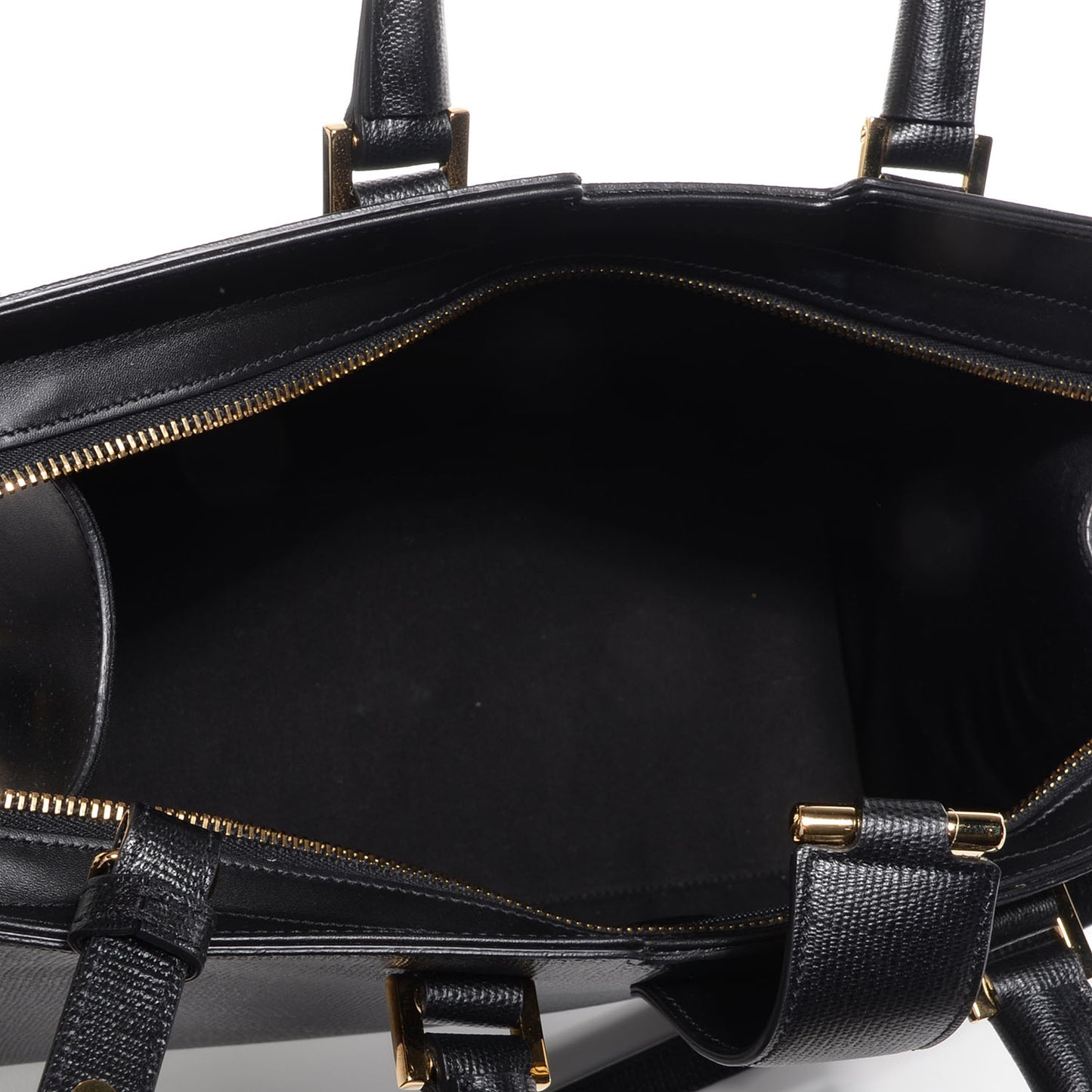 Textured Leather Classic Small Cabas Y Bag Black