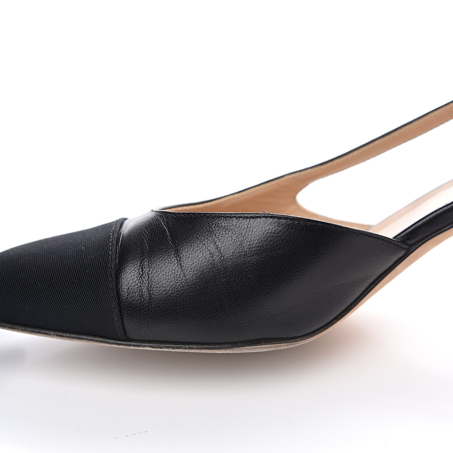 Chanel Goatskin Grosgrain Cap Toe CC Slingback Sandals 38 Black 10 of 10
