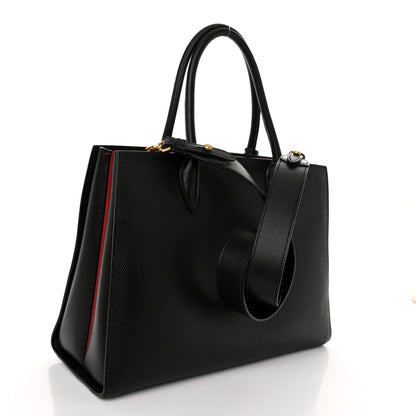 Prada Saffiano Cuir Calfskin Large Double Handle Bag Black Fuoco 3 of 10