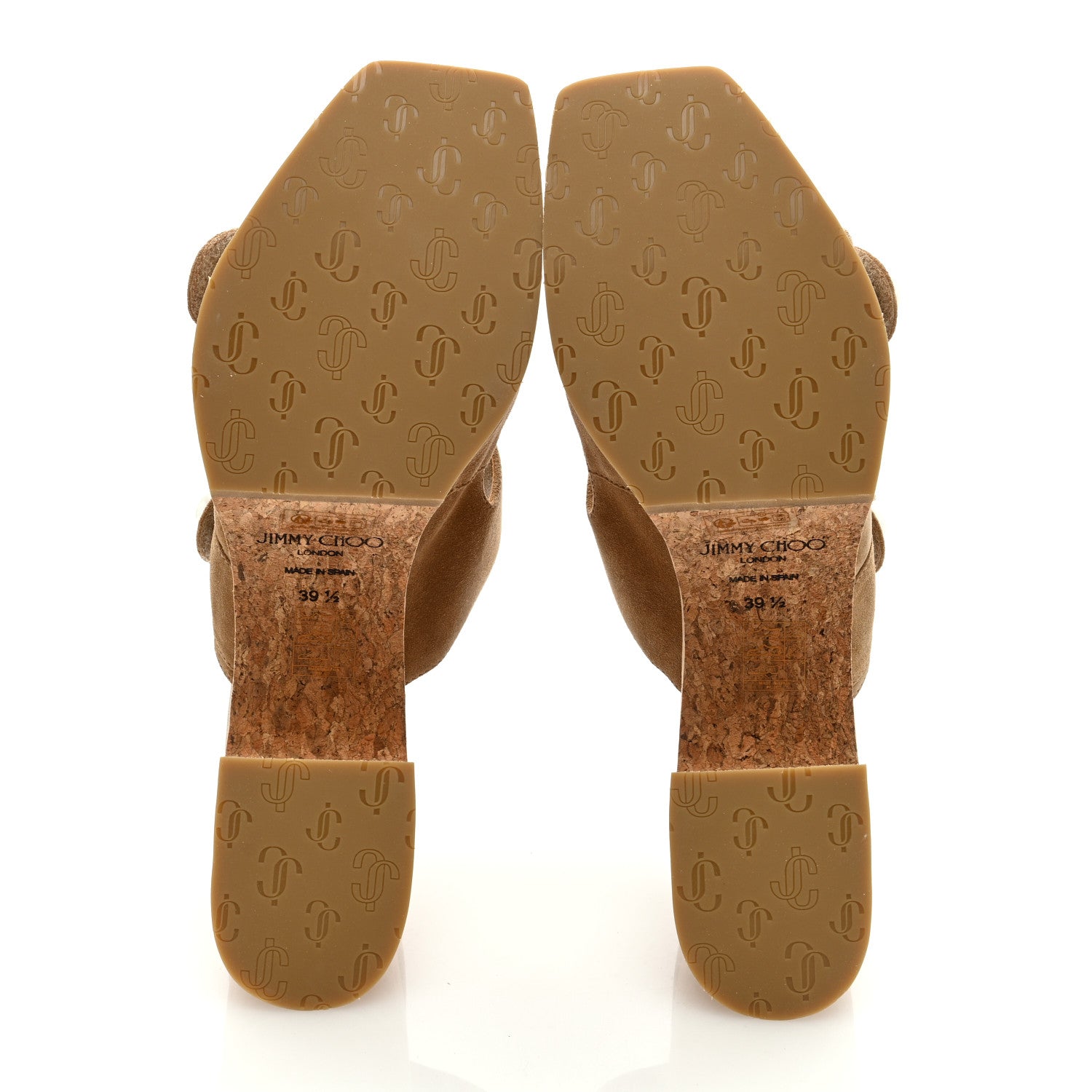 Jimmy Choo Rattan Velvet Suede Fayence Wedge 95 Sandals 39.5 Brown 5 of 7