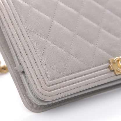 Chanel Caviar Quilted Boy Wallet On Chain WOC Grey 10 of 13