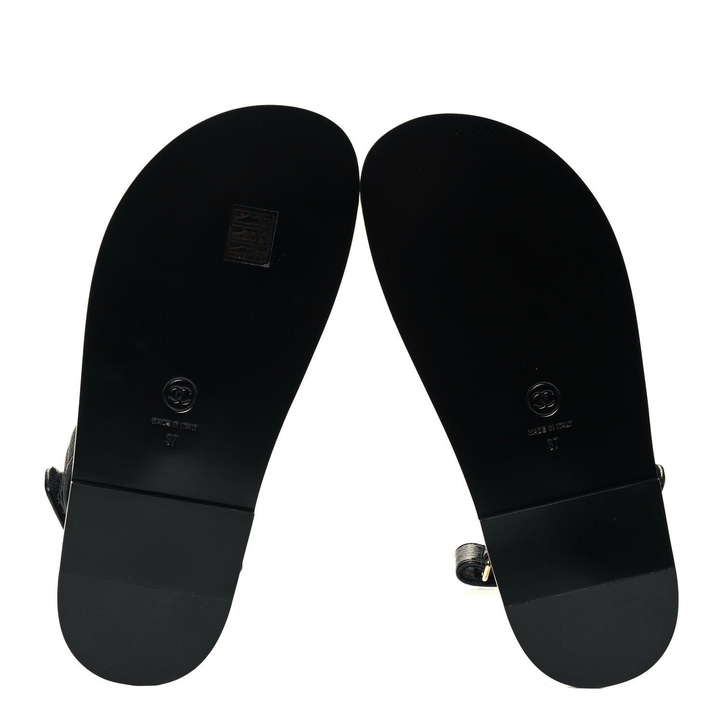 Grained Calfskin Velcro Dad Sandals 37 Black