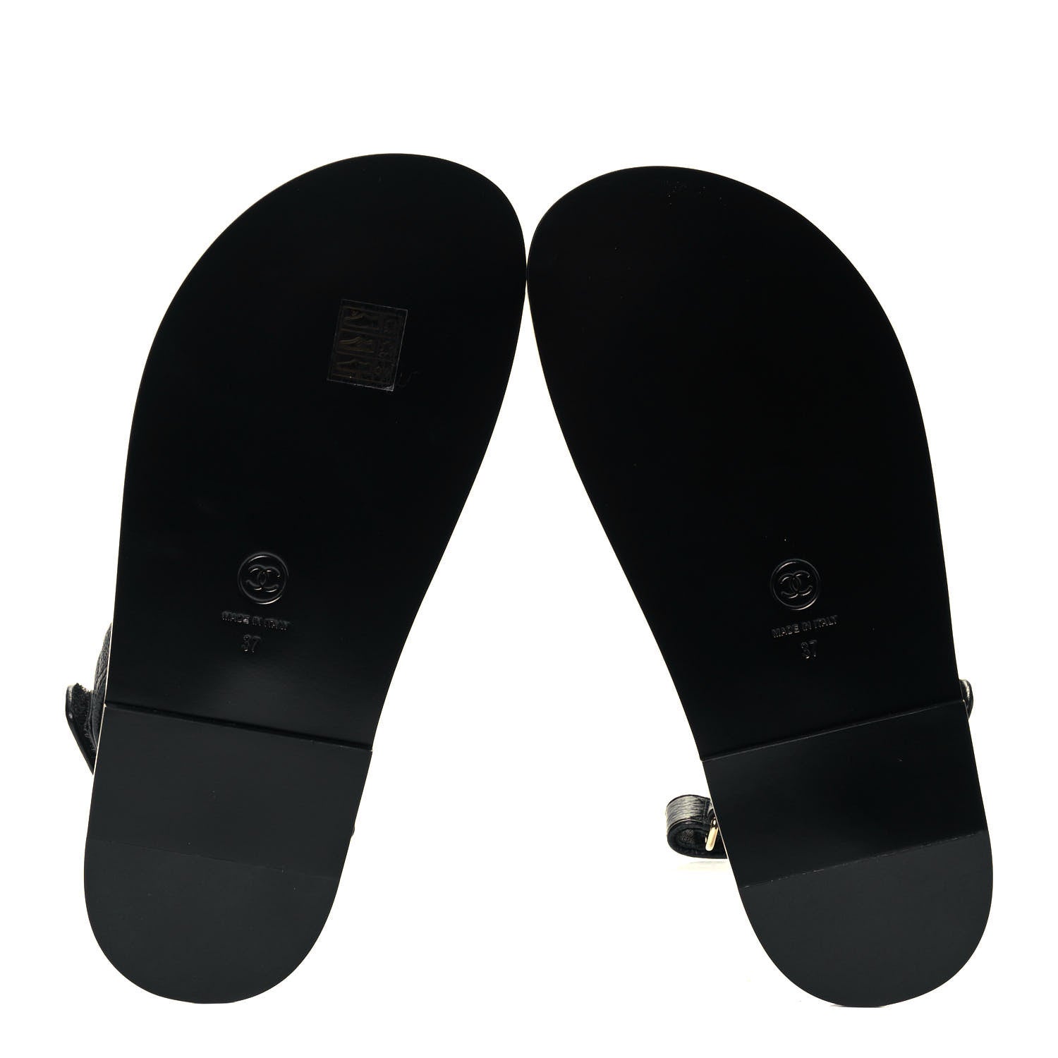 Chanel Grained Calfskin Velcro Dad Sandals 37 Black 5 of 9