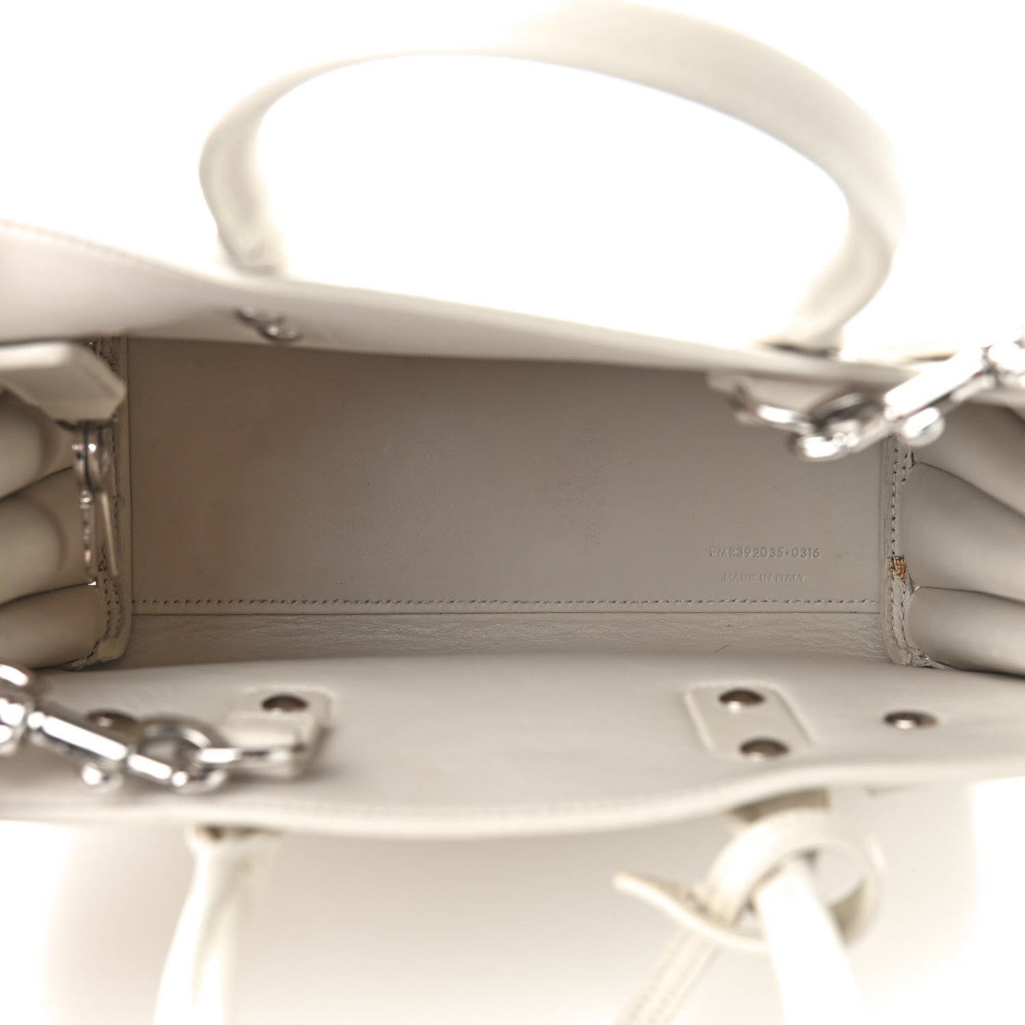 Grained Calfskin Nano Sac de Jour Dove White
