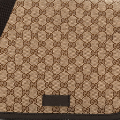 Gucci Monogram Large Flap Messenger Bag Beige Dark Brown 8 of 13