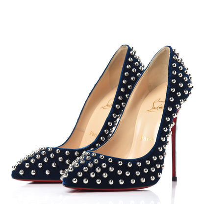 Christian Louboutin Velvet Specchio Billy 120 Spikes Pumps 38 Silver Eclipse 3 of 8