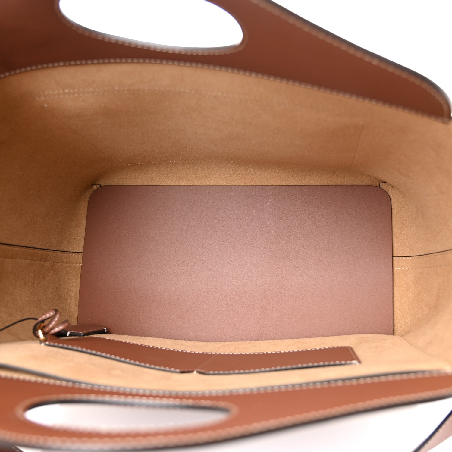Burberry Soft Calfskin Small Pocket Tote Bag Tan 5 of 16