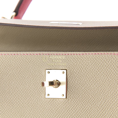 Hermes Epsom Bi-Color Horseshoe Kelly Sellier 25 Trench Rose Azalee 3 of 10