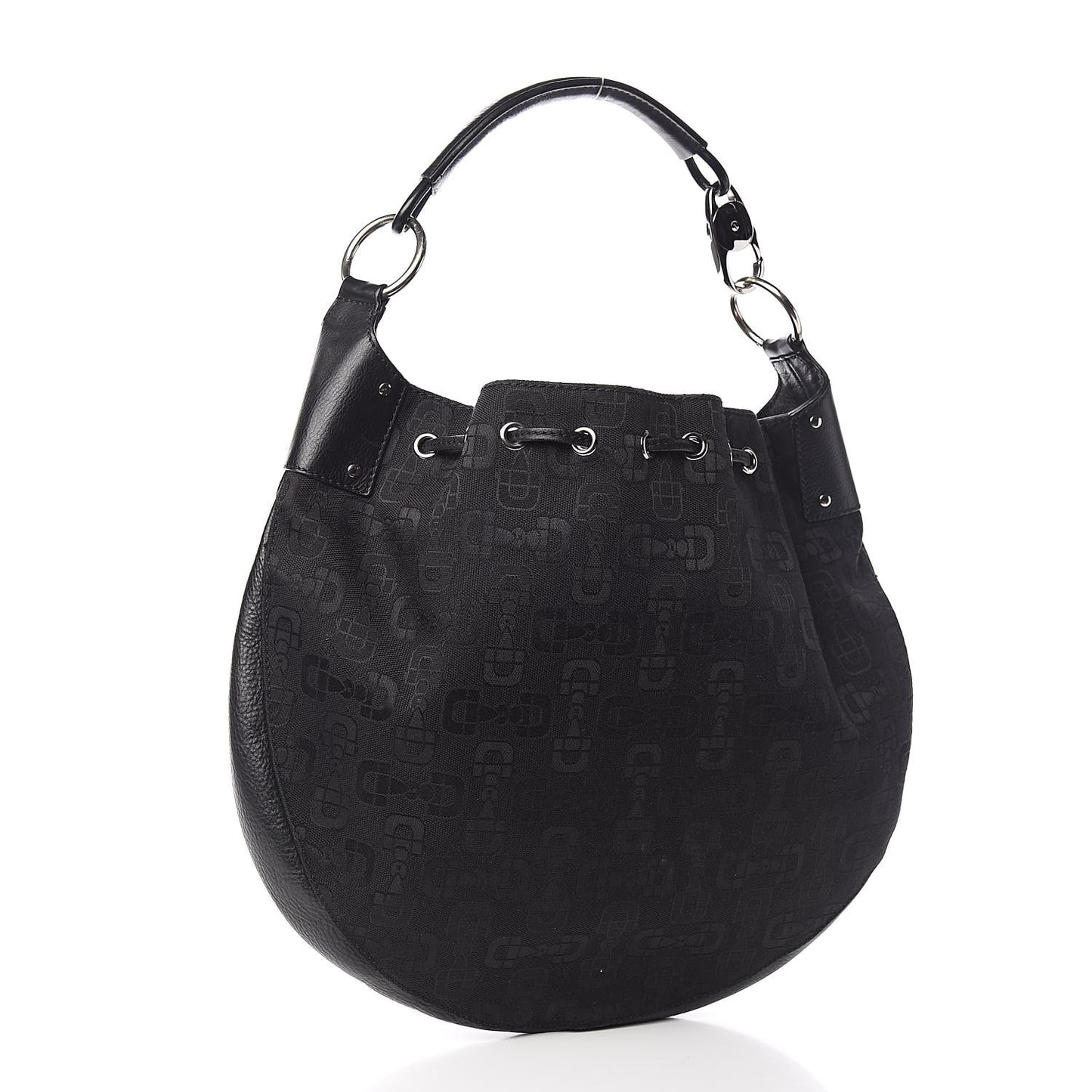 Horsebit Print Hobo Black
