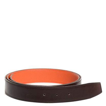 Hermes Box Togo 32mm Belt Strap 110 Chocolate Orange 1 of 5