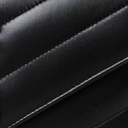 Saint Laurent Lambskin Chevron Quilted Small Loulou Black 11 of 13