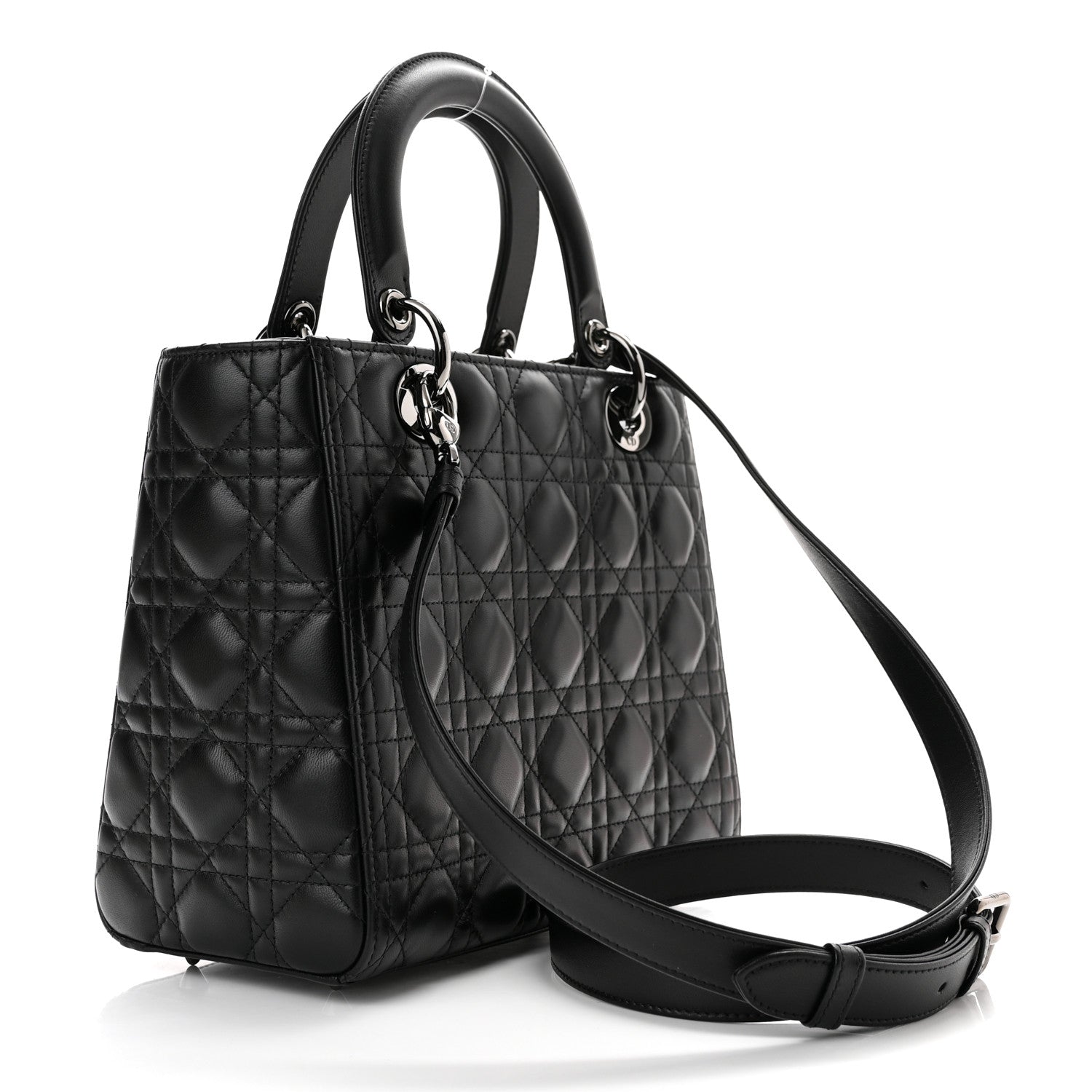 Christian Dior Lambskin Cannage Medium Lady Dior Black 3 of 11